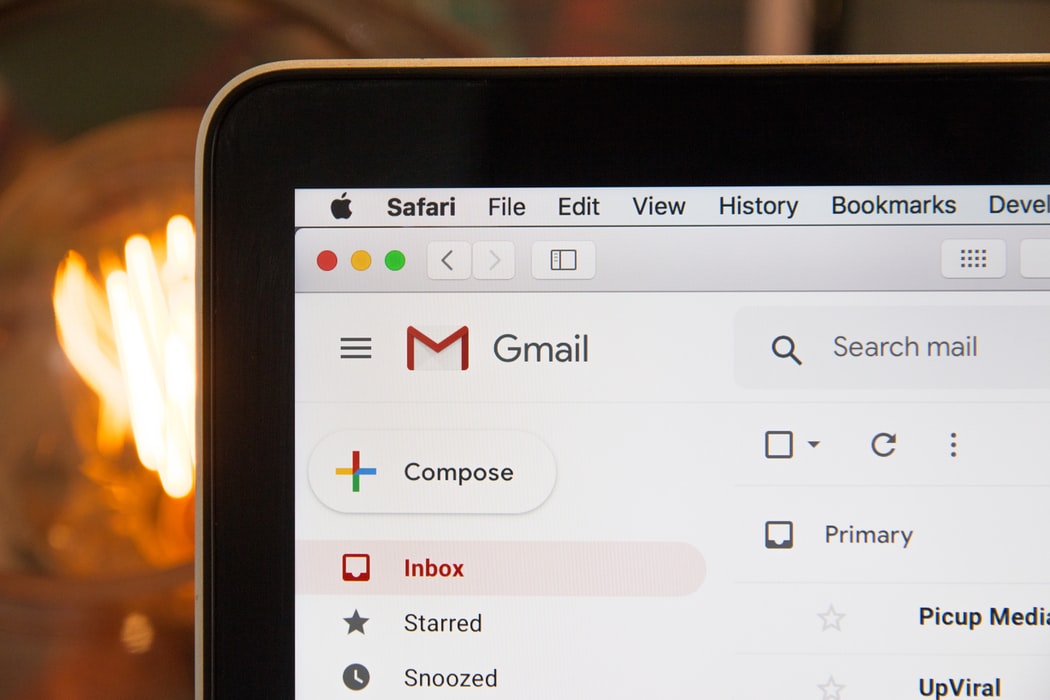 how to write a newsletter: a screenshot of the top left corner of a gmail inbox